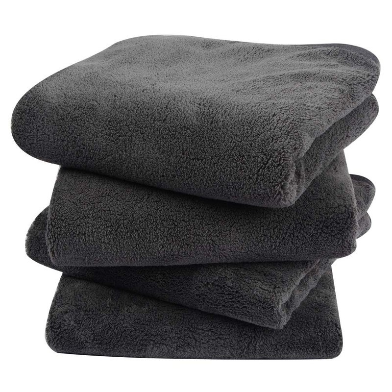 KinHwa Microfiber Bathroom Hand Towel Gym Towels Ultra Soft Super Absorbent for SPA Face Shower and Sports 4 Pack Dark-Gray - Image 1